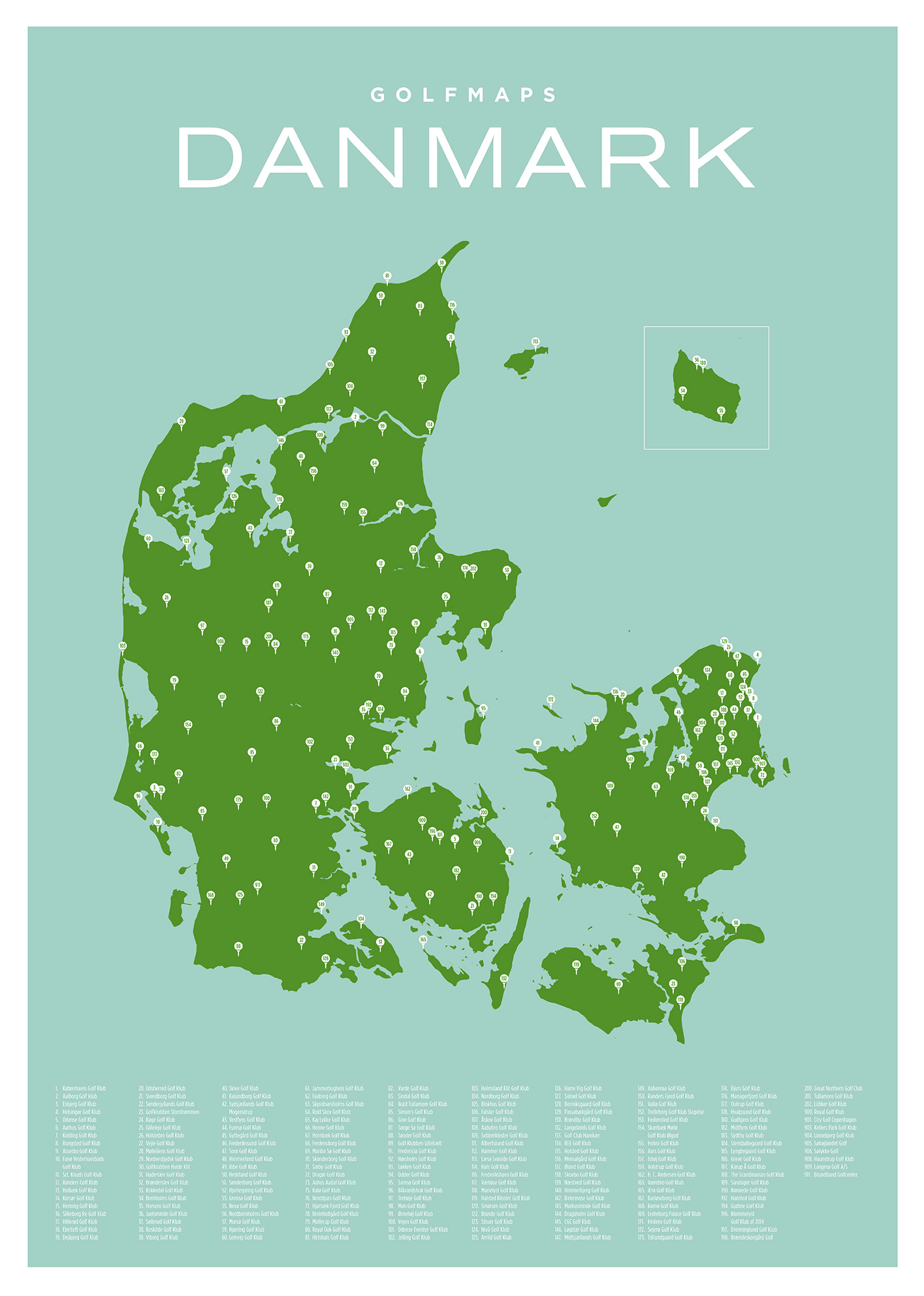 Danmark farve | Golfmaps